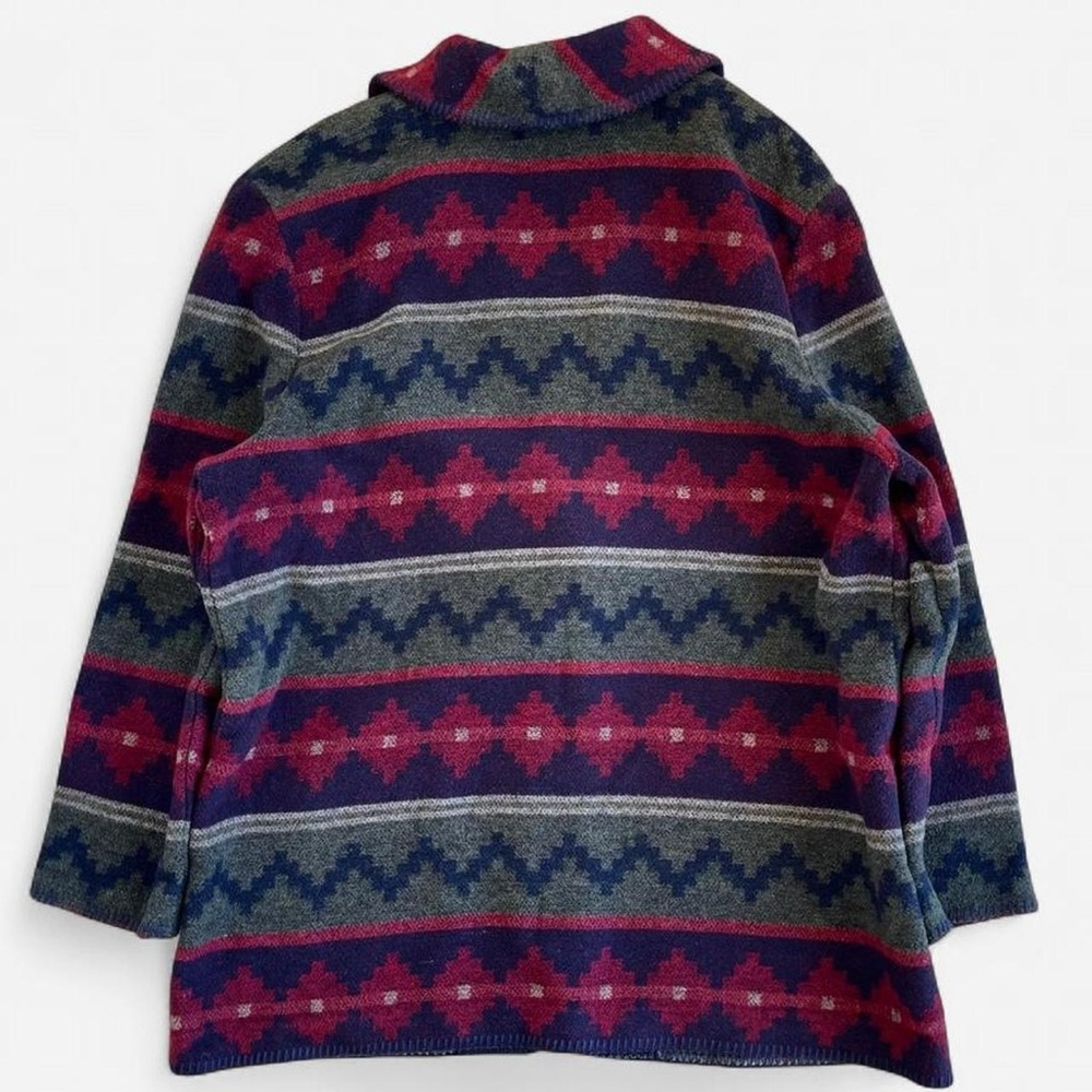 Vintage Portraits by Northern Isles Wool Aztec Southwestern Red Green Jacket - Picture 5 of 7